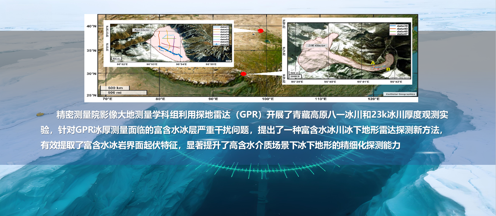 精密测量院在富含水冰川冰下地形雷达探测研究方面取得新进展
